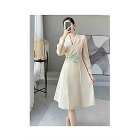 ĐẦM XÒE CỔ VEST KHÓA EO TAY VOAN DÀI