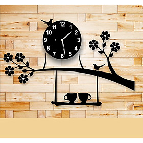 Mua Đồng hồ gỗ treo tường chất liệu gỗ máy kim trôi thiết kế in theo yêu cầu decor trang trí nhà và quán cafe