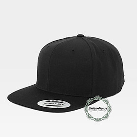 Mũ hiphop vành vành màu đen trơn khóa nhựa unisex/ nón snapback trơn basic phong cách tối giản có thể điều chỉnh size kèm hộp đựng - Smice House