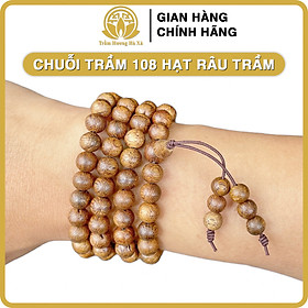 Vòng tay chuỗi tràng 108 hạt phong thủy trầm hương HÀ XÁ vòng đeo tay nam nữ may mắn tài lộc - Hạt 8li tay 18-19cm - 108 râu TRẦM - Tất các các mệnh