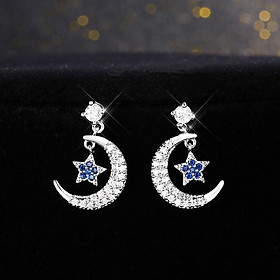 Khuyên tai nữ màu bạc hình mặt trăng