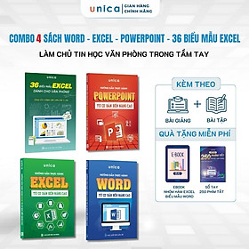 Combo 4 Sách Word - Excel - Powerpoint - 36 Biểu mẫu Excel kèm Video bài giảng & Sổ tay 250 phím tắt
