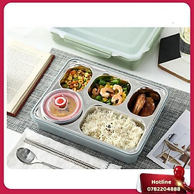 Mua Hộp Cơm Văn Phòng Inox 5 Ngăn Giữ Nhiệt Nắp Đậy Chống Tràn Tặng Kèm Đũa Thìa Inox Tiện Ích  Khay Đựng Cơm Inox 304 - Miễn Phí Vận Chuyển