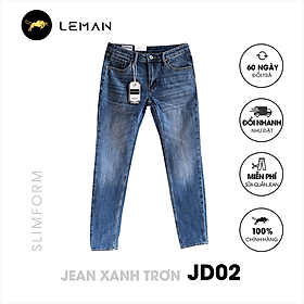 Quần Jean nam Leman xanh trơn JD02 - Slim Form