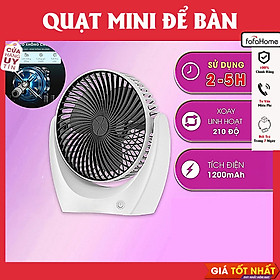 Mua Quạt Mini Để Bàn Quạt Tích Điện Quạt Cầm Tay Động Cơ Tiếng Ồn Thấp Xoay 210 Độ Pin Khủng Thời Gian Dùng Lên Đến 10 Giờ - Hàng Nhập Khẩu