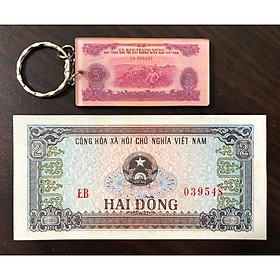 Mua Tiền cổ Việt Nam  tờ 2 đồng 1980 sưu tầm  (kèm móc khóa hình tiền xưa)