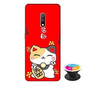 Ốp lưng dành cho điện thoại Realme X hình Mèo May Mắn Mẫu 3 - tặng kèm giá đỡ điện thoại iCase xinh xắn - Hàng chính hãng