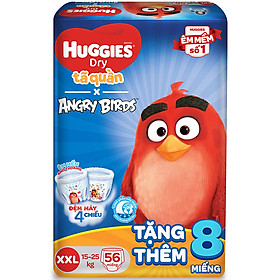 Tã Quần Huggies Dry Gói Cực Đại Angry Birds Phiên Bản Giới Hạn XXL56 (56 Miếng) - Tặng 8 Miếng