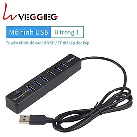 Mua Hub VEGGIEG 8 in 1 Chia 6 Cổng Usb 2.0 Tích Hợp Đầu Đọc Thẻ Nhớ SD / TF - Hàng Chính Hãng