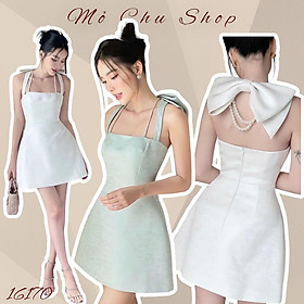 Đầm xoè cúp ngực nơ lưng kết chuỗi