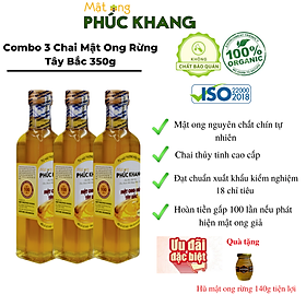 3 chai Mật ong nguyên chất hoa rừng tây bắc Phúc Khang (350g) - Hàng Chính Hãng - Mật ong sạch , mật ong cao cấp đạt tiêu chuẩn xuất khẩu - Bồi bổ cơ thể , tăng sức đề kháng