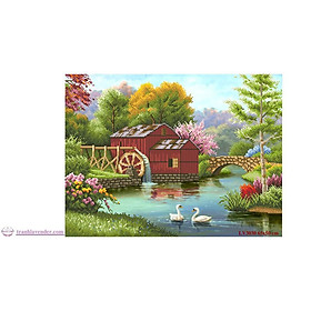 Mua Tranh thêu chữ thập Ngôi Ngà - Hồ Thiên Nga kt 65x50cm LV3030