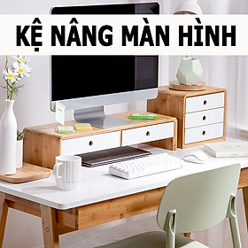 Mua Kệ nâng cao màn hình máy tính  để bàn có ngăn kéo  Giá đỡ nâng cao văn phòng  Giá sách để bàn  Giá đỡ laptop - hàng nhập khẩu