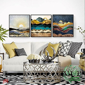 Bộ 3 tranh canvas treo tường Trừu tượng