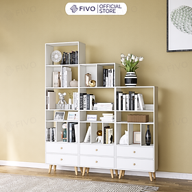 Mua Tủ Đựng Sách Gỗ MDF Đa Tầng FIVO FB61 Có Hộc Kéo Phong Cách Hàn Quốc Dễ Dàng Lắp Ráp Màu Trắng - Hàng Chính Hãng