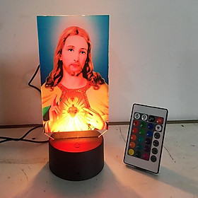 Led 3D tranh công giáo, led 7 màu hình chúa, đức mẹ maria, chúa giê su, thánh gia nhiều mẫu