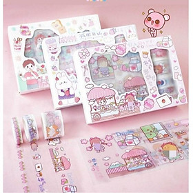 Băng keo Sticker Hộp 5 Washi Tape 11 Sticker Siêu Cute Dễ Thương