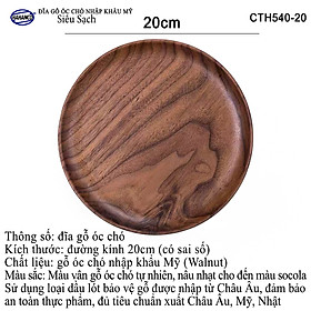 Mua Đĩa gỗ Óc Chó nhập khẩu Mỹ nguyên khối (đủ Size) CTH540 (Walnut) hàng Xuất Khẩu Châu Âu - đĩa bánh mì/trái cây/ bít tết/ pizza/ phụ kiện chụp ảnh  bày món ăn trong nhà hàng - Sang trọng trên bàn ăn - HAHANCO