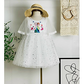 Đầm voan công chúa cho bé gái dự tiệc đẹp hình Elsa size 12-35kg hàng thiết kế cao cấp