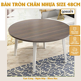 Bàn Tròn Mặt Gỗ MDF 48X48X30cm Chân Nhựa Chắc Chắn Làm Bàn Ăn, Bàn Làm Việc Đa Năng, Ngồi Học, Decor Phòng Siêu Đẹp - Màu Nâu