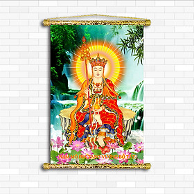 Mua Tranh canvas nẹp sáo gỗ Địa Tạng Vương Bồ Tát  Nhiều size   nhiều mẫu   chất liệu vải canvas kim tuyến