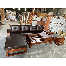 Bộ sofa gỗ phòng khách góc L chân choãi JNTV22 Tundo KT 2m7 x 2m
