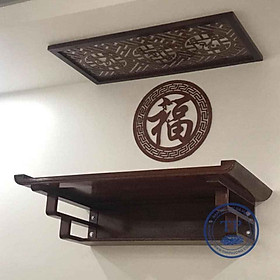 Mua BÀN THỜ TREO TƯỜNG GỖ SỒI  CÚNG THỔ CÔNG  THỜ PHẬT ( TẶNG KÈM TẤM CHỐNG ÁM KHÓI VÀ CHỮ TRANG TRÍ CHỮ PHÚC HÁN) KH18280