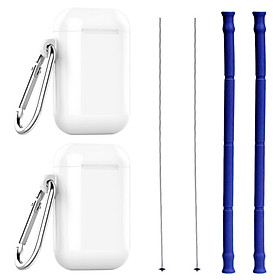 Bộ Ống Hút Silicone Tái Sử Dụng Gập Gọn Kèm Bàn Chải Làm Sạch (2 Cái/Bộ)