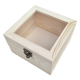 Wooden Unfinished Hinged  Lid Box Gifts Jewelry Display Storage Case 1