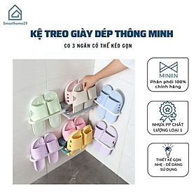 Kệ Để Giày Dép Thông Minh Thanh Treo Khăn Đa Năng, Giá Treo Kẹp Dép Tiện Dụng Treo Tường 3 NGĂN Gấp Gọn Dán Tường - Hàng Loại 1 - CHính Hãng MINIIN