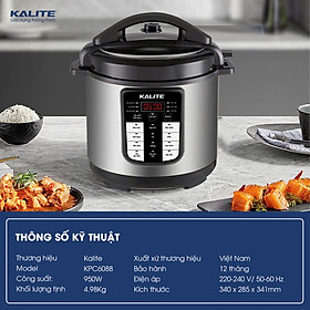 Mua  Hàng chính hãng  Nồi áp suất Kalite KPC6088 - Hầm nhừ ninh nhanh  giữ trọn dinh dưỡng