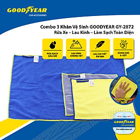 Combo 3 Khăn Vệ Sinh Chuyên Dụng GOODYEAR GY-2872 Rửa Xe Lau Kính Lau Sạch Toàn Diện - Nhập Khẩu Chính Hãng