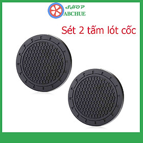 Bộ 2 miếng lót cốc nước bằng sợi carbon dùng trên xe hơi