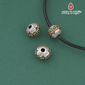 Charm bạc dĩa bay họa tiết hoa văn dát đồng xỏ ngang - Ngọc Quý Gemstones
