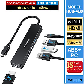 Mua Hub chuyển đổi 5 in1 Choetech M80 (Type C to HDMI 4K30Hz + USBx 3 + PD100W) - Hàng chính hãng