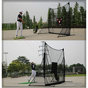 Lưới tập Golf di động 2m5x2m5 (Màu đen - 2 tâm phát bóng)