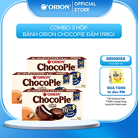 Combo 3 hộp 6 gói bánh Orion ChocoPie ĐẬM vị ca cao (198G)