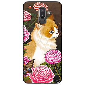 Ốp lưng in cho Samsung J8 2018 Mẫu Mèo Và Hoa