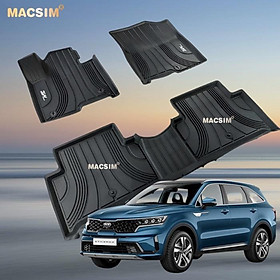 Thảm lót sàn xe ô tô Kia sorento 2021- nay Nhãn hiệu Macsim 3W chất liệu nhựa TPE đúc khuôn cao cấp - màu đen