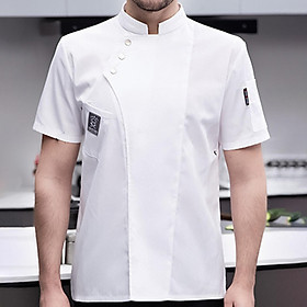 Chef Jacket Short Sleeve Cooking Clothes  Coat for Restaurant - AWhite XXXL