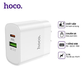 Mua Củ sạc nhanh  HOCO C80 20w (QC 3.0  PD) 2 cổng sạc cho typeC và USB dùng cho ip   ss