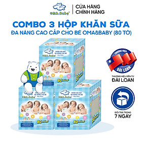 Combo 3 hộp khăn vải khô đa năng cho bé Oma Baby ( 1 Hộp/ 80 miếng)