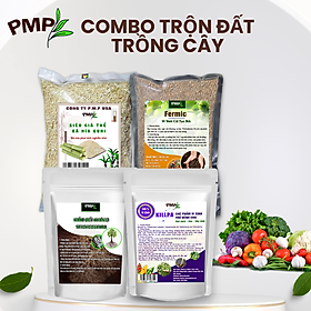 Combo bộ phân bón hữu cơ trộn đất trồng rau trồng hoa PMP - Phân cải tạo đất Fermic - Nấm Trichoderma - Bã Mía - Vi sinh trừ bệnh Killpa