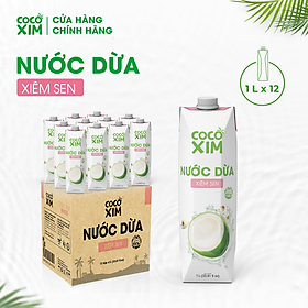 THÙNG 12 Hộp Nước dừa đóng hộp Cocoxim Sen dung tích 1000ml/Hộp