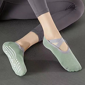 Tất tập yoga ,Vớ Chân Yoga, pilates barre quai chéo thấm mồ hôi gắn hạt silicon chống trơn trượt quai chéo kín ngón