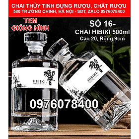 Chai Đựng Rươu 500ML thủy tinh cao cấp mẫu Hibiki nắp đặc – Vỏ chai rươu đẹp siêu trong (C20)