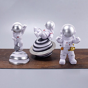 3 Pieces Astronaut Statue Spaceman Figurine for Shelf Cabinet Kids Gift