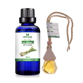 Combo tinh dầu sả chanh Lorganic (50ml) +tinh dầu sả chanh Lorganic treo xe hơi, tủ áo (10ml) LGN0082/ Tinh dầu thiên nhiên nguyên chất/ Hương thơm thiền tịnh/ Thích hợp dùng với đèn xông và máy khuếch tán.