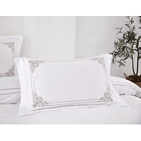 Bộ chăn ra Casa Bello Home -Set Victoria Sand Bộ chăn ga gối Cotton satin thêu họa tiết thêu 5 món