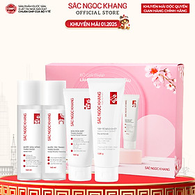 Combo làm sạch thảo dược Sắc Ngọc Khang: Nước tẩy trang 145ml - Sữa rửa mặt 100g - Nước hoa hồng 145ml - Tẩy tế bào chết da mặt 120g